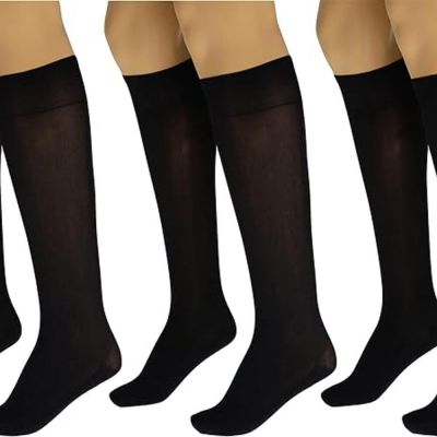 3 Pairs Women's Massage Nylon Sheer Knee High Stockings with Reinforced Toe